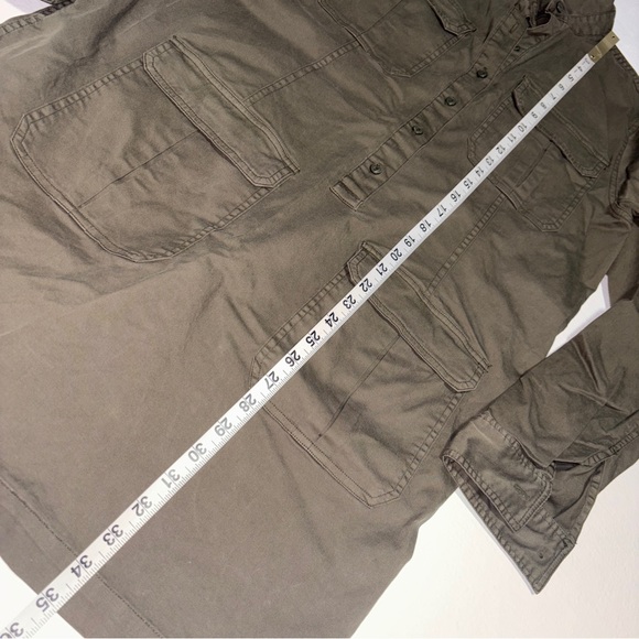 Roots Army Green Utility Cargo Pocket Button Front Shirt Dress - Picture 5 of 6